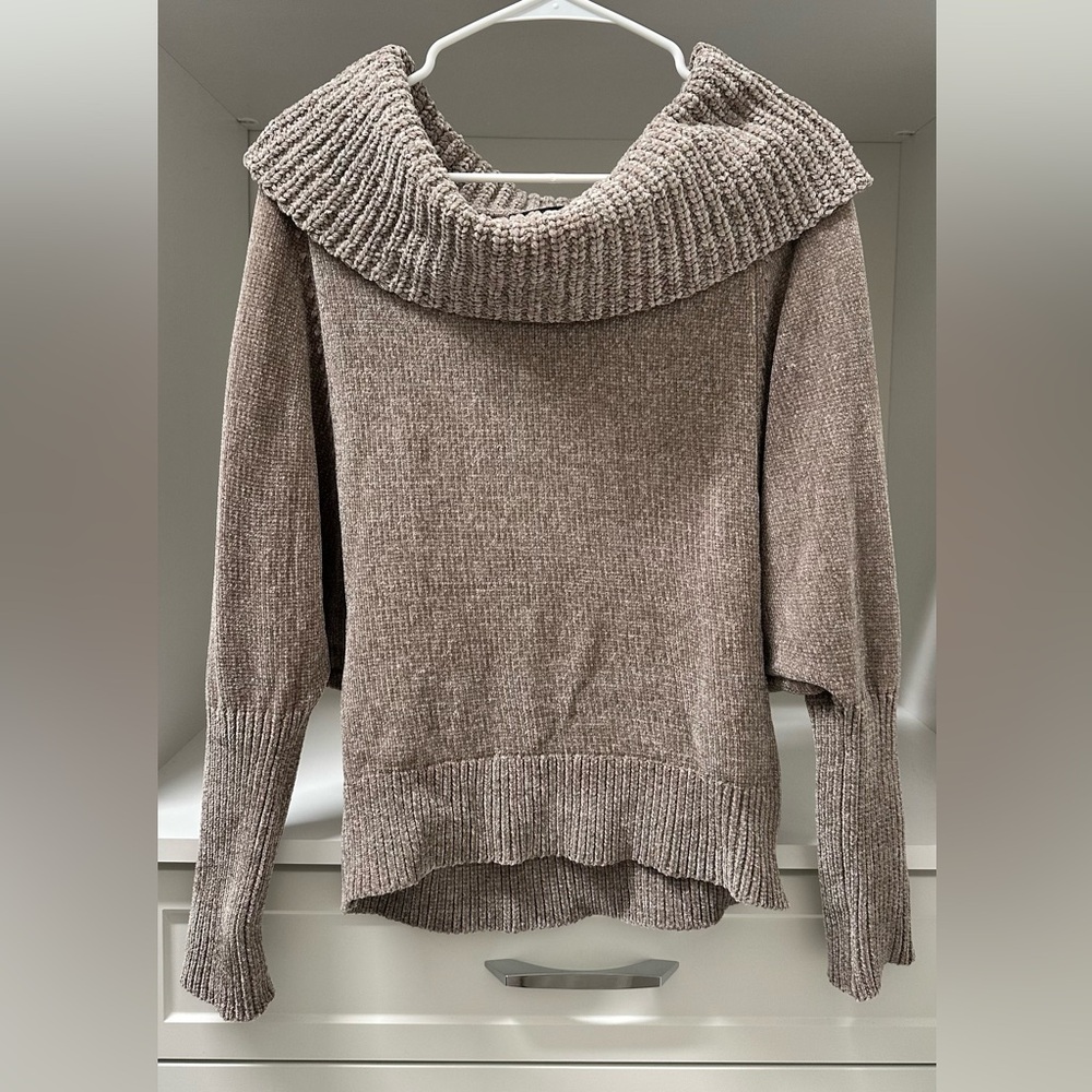 White House Black Market Taupe Cowl Neck Sweater